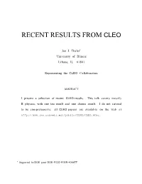 Recent Results from Cleo