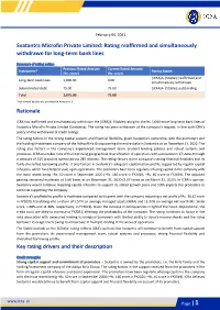 Svatantra Microfin Private Limited: Rating Reaffirmed and Simultaneously Withdrawn for Long-Term Bank Lines