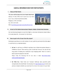 Useful Information for Participants