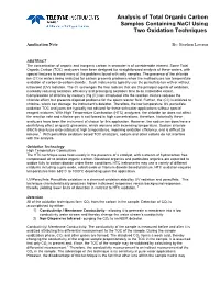 Analysis of Total Organic Carbon Samples Containing Nacl Using