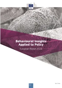 Behavioural Insights Applied to Policy: European Report 2016