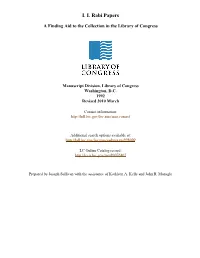 I. I. Rabi Papers [Finding Aid]. Library of Congress. [PDF Rendered Tue Apr