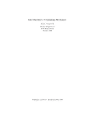Introduction to Continuum Mechanics