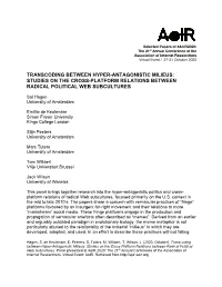 Studies on the Cross-Platform Relations Between Radical Political Web Subcultures