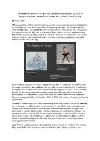 'The Fabric of Dance': Talk Given at The