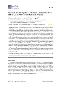 Towards a Geo-Hydro-Mechanical Characterization of Landslide Classes: Preliminary Results