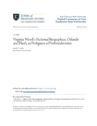Virginia Woolf's Fictional Biographies, Orlando and Flush, As Prefigures Of