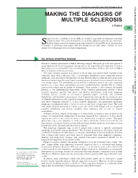 MAKING the DIAGNOSIS of MULTIPLE SCLEROSIS J Palace *Ii3