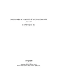 Methodology Report and User's Guide for the 2008-2009 ANES Panel Study