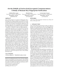 On the Pitfalls of End-To-End Encrypted Communications: a Study of Remote Key-Fingerprint Verification