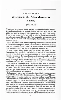 Climbing in the Atlas Mountains a Survey