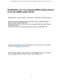 Identification of a Non-Canonical RNA Binding Domain in the U2 Snrnp Protein SF3A1