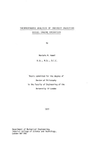 Thermodynamic Analysis of Indirect Injection Diesel