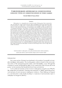 A Browser-Based Advergame As Communication Catalyst: Types of Communication in Video Games