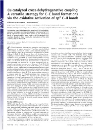 Cu-Catalyzed Cross-Dehydrogenative Coupling: a Versatile Strategy for C–C Bond Formations Via the Oxidative Activation of Sp3 C–H Bonds