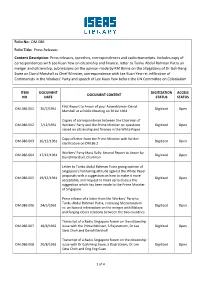 Folio No: DM.086 Folio Title: Press Releases Content Description: Press Releases, Speeches, Correspondences and Radio Transcripts