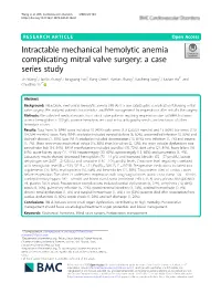 Intractable Mechanical Hemolytic Anemia Complicating Mitral Valve