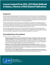 Lessons Learned from 2014–2016 Ebola Outbreak in Guinea, a Review of RCCE Related Publications