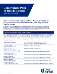 Quick Reference Guide: Opioid Overutilization Prevention And