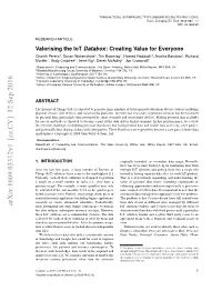 Valorising the Iot Databox: Creating Value for Everyone