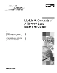 Module 8: Concepts of a Network Load Balancing Cluster