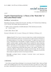 Negative Emotional Energy: a Theory of the “Dark-Side” of Interaction Ritual Chains