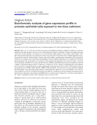 Original Article Bioinformatic Analysis of Gene Expression Profile in Prostate Epithelial Cells Exposed to Low-Dose Cadmium
