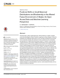 Predicted Shifts in Small Mammal Distributions and Biodiversity in the Altered Future Environment of Alaska: an Open Access Data and Machine Learning Perspective