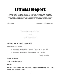 Proceedings and Debates of the National Assembly of the First