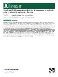Single-Cell RNA Sequencing Identifies Diverse Roles of Epithelial Cells in Idiopathic Pulmonary Fibrosis