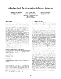 Adaptive Clock Synchronization in Sensor Networks