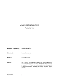 ANALYSIS of ALTERNATIVES Public Version