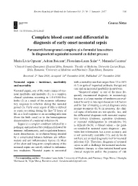 Complete Blood Count and Differential in Diagnosis of Early Onset Neonatal
