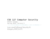 CSE 127 Computer Security Stefan Savage, Spring 2019, Lecture 5