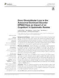 Does Otovestibular Loss in the Autosomal Dominant Disorder DFNA9 Have an Impact of on Cognition? a Systematic Review