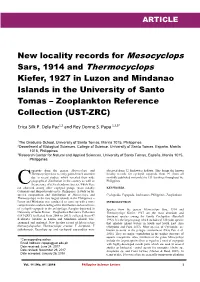 New Locality Records for Mesocyclops Sars, 1914 and Thermocyclops
