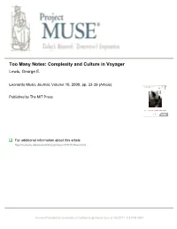 Too Many Notes: Complexity and Culture in Voyager����� Lewis, George E