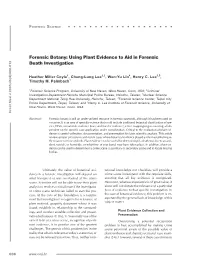 Using Plant Evidence to Aid in Forensic Death Investigation