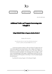 Additional Turkic and Tungusic Borrowings Into Yukaghir II