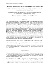 Checklist of Herpetofauna of Tasek Bera Ramsar Site, Pahang