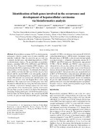 Identification of Hub Genes Involved in the Occurrence and Development of Hepatocellular Carcinoma Via Bioinformatics Analysis