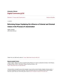 Reforming Kenya: Explaining the Influence of Internal and External Actors in the Process of Liberalization