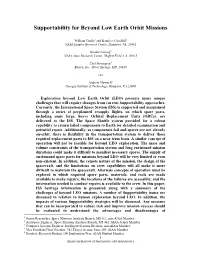 Supportability for Beyond Low Earth Orbit Missions