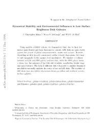 Dynamical Stability and Environmental Influences in Low Surface Brightness Disk Galaxies