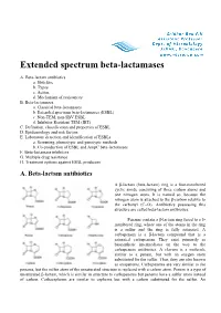 Extended Spectrum Beta-Lactamases