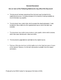 General Disclaimer One Or More of the Following Statements May Affect This Document