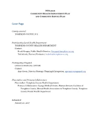 Nys 2016 Community Health Improvement Plan and Community Service Plan