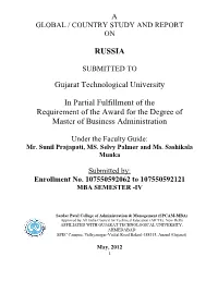 RUSSIA Gujarat Technological University in Partial Fulfillment Of