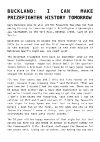 Buckland: I Can Make Prizefighter History Tomorrow