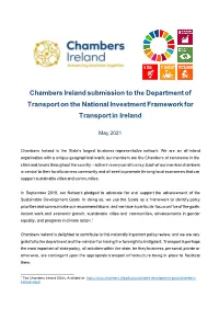 Chambers Ireland Submission to the Department of Transport on the National Investment Framework for Transport in Ireland